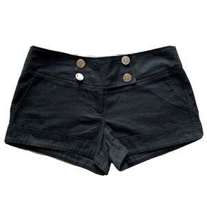 Black Cotton Sailor Shorts Summer Beach Casual High Waist Cuffed Fashion M